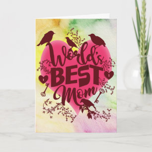 World's Best Mum Mothers Day Watercolor Typography Card