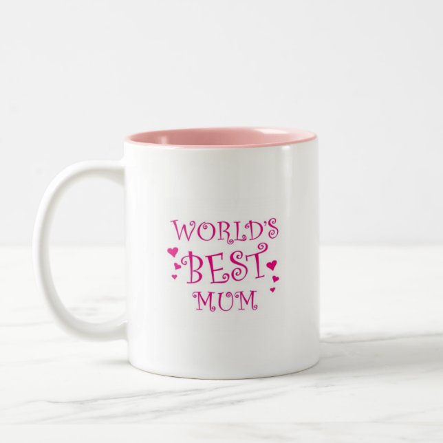 Worlds Best Mum Mug. Two-Tone Coffee Mug (Left)