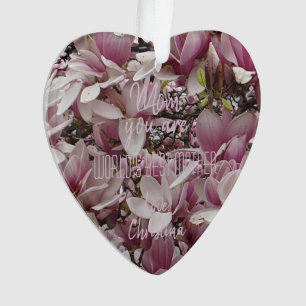Worlds Best Mum or Your Text Magnolia Floral Ornament
