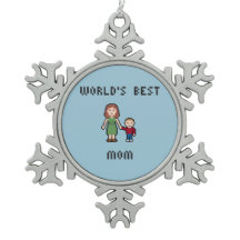 World's Best Mum Pewter Snowflake Ornament