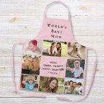 World's Best Mum Photo Collage Pink Apron<br><div class="desc">A nice pink apron keepsake gift for your mum ever featuring an 8 photo collage of her children,  family members,  pets,  etc.,  "World's Best Mum" and and the names of her children. Personalise whether she is called "Mum, " "Mummy, " "Mum."</div>