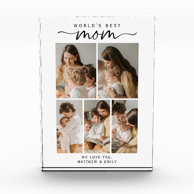 World's Best Mum Photo Collage Script Photo Block (Front)