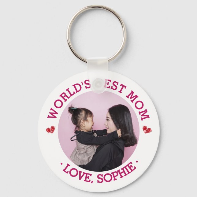 World's Best Mum Photo Custom Key Ring (Front)
