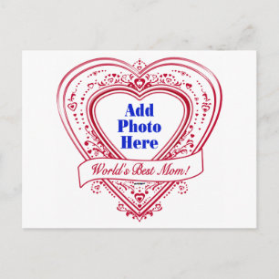 World's Best Mum! Photo Red Hearts Postcard