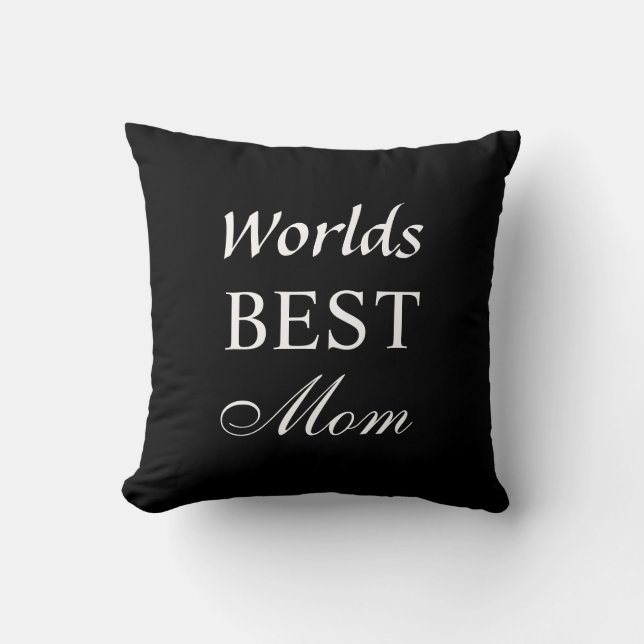 Worlds Best Mum Pillow on Black (Front)