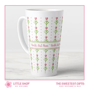 World's Best Mum Pink Floral Stripe Mother's Day Latte Mug