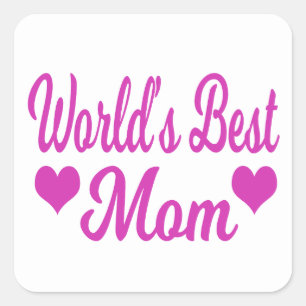 World's Best Mum Pink Square Sticker