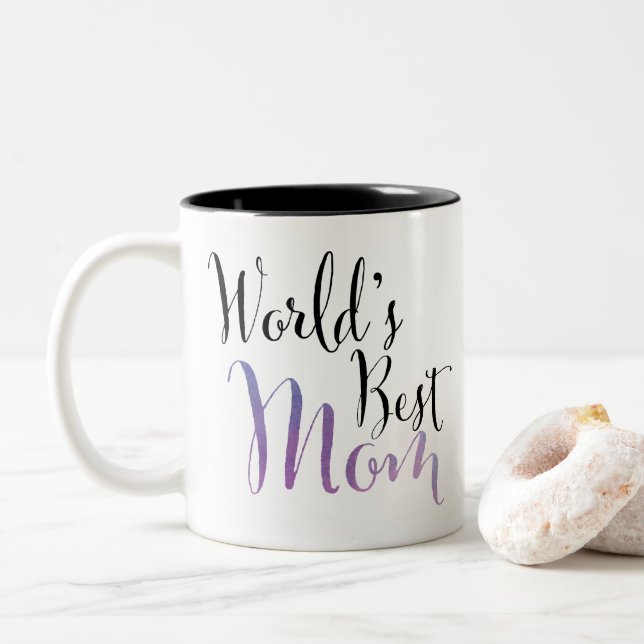 World's Best Mum (Purple) design for Two-Tone Coffee Mug (With Donut)