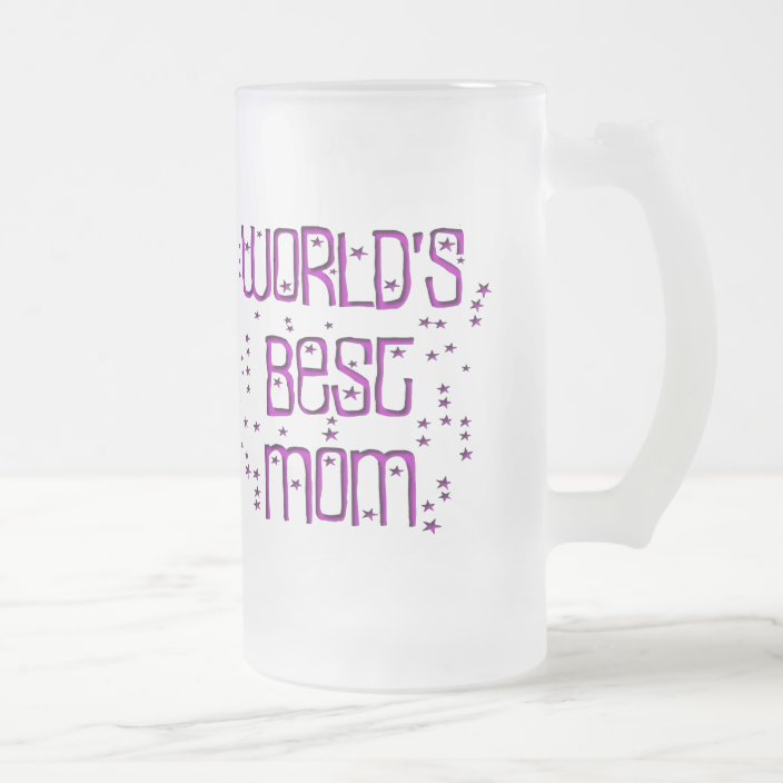 Worlds Best Mum Purple Stars Design Fun Font Frosted Glass Beer Mug ...