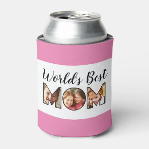 World's Best Mum Quote Pink 3 Photo Collage Can Cooler
