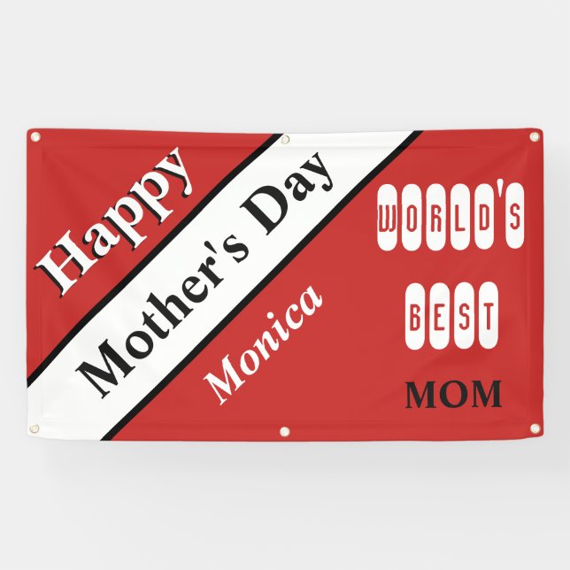 Worlds Best Mum Red Banner (Horizontal)