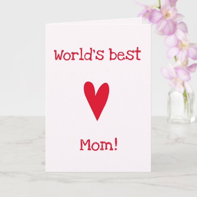 World's Best Mum! | Red Heart Mother's Birthday  Card (Orchid)