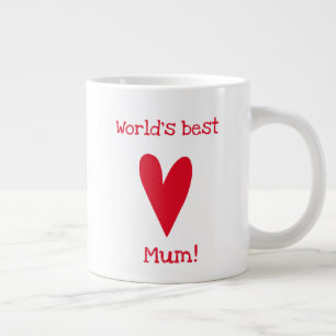 World's best mum   Red Heart Mother's Day Large Coffee Mug