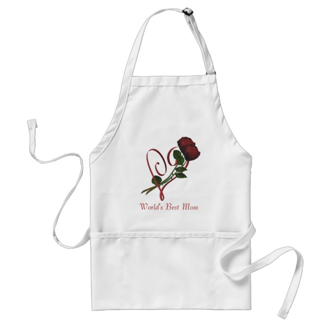World's Best Mum Red Roses Heart Flower Standard Apron (Front)