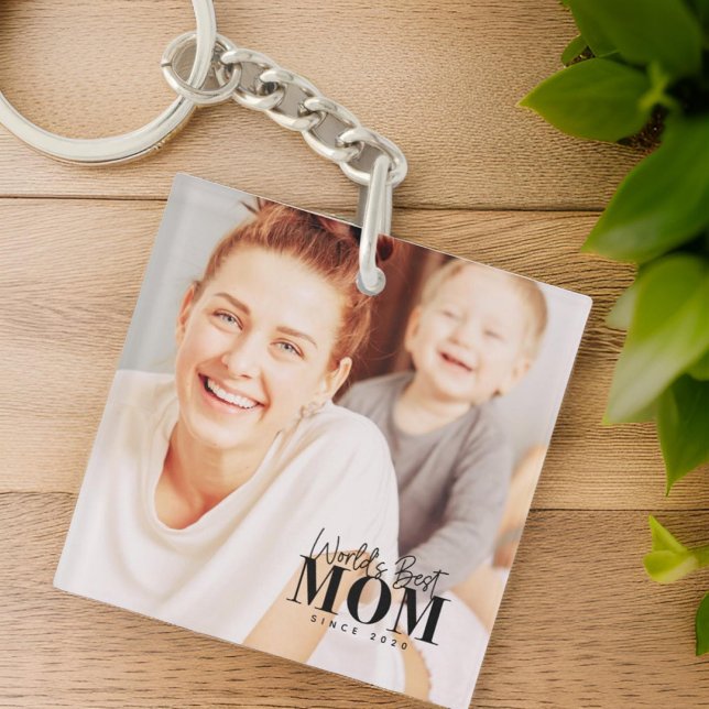 World's Best Mum Since 20XX Modern Photo Key Ring (Creator Uploaded)
