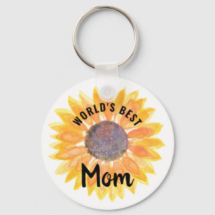 World's Best Mum Sunflower Keychain