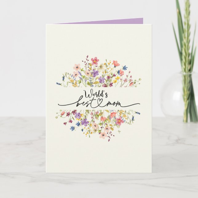 World's Best Mum Wildflower Photo Mothers Day Card (Front)