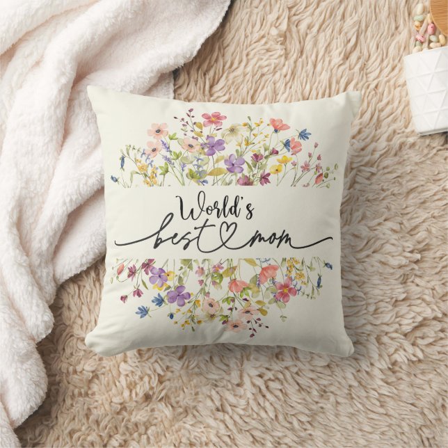 World's Best Mum Wildflowers Mothers Day Cushion (Blanket)