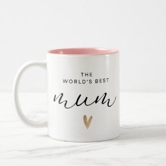 Worlds Best Mum With Hearts Two-Tone Coffee Mug