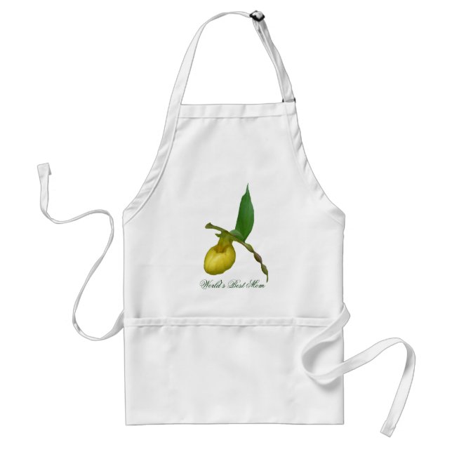 World's Best Mum Yellow Lady Slipper Flower Apron (Front)