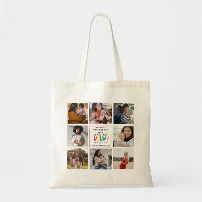 World's Best Mummy 1st Mother's Day Photo Collage Tote Bag (Front)