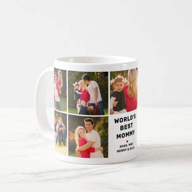 Worlds Best Mummy Modern Photo Collage Coffee Mug (Front Left)