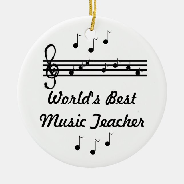 World's Best Music Teacher Ceramic Tree Decoration (Front)