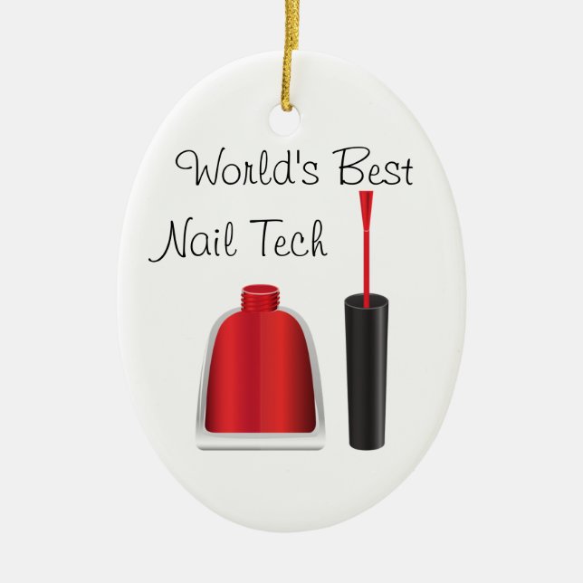 World's best nail technician ceramic tree decoration (Front)