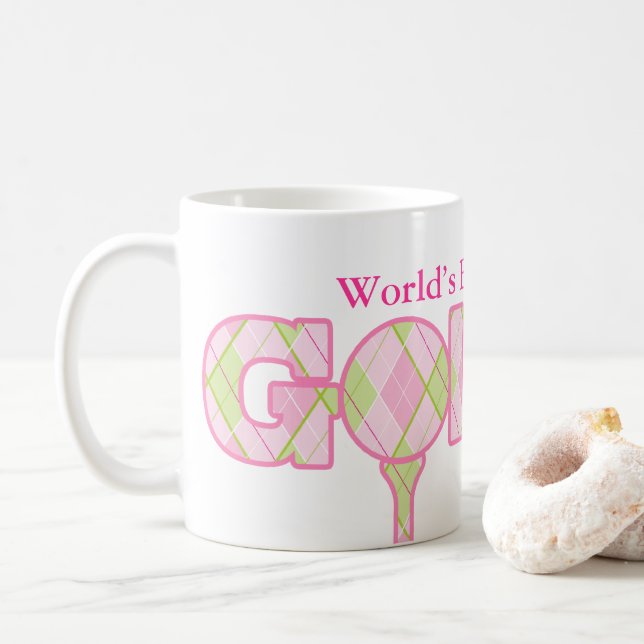 World's Best Nan & Golfer fun golfing pink mug (With Donut)