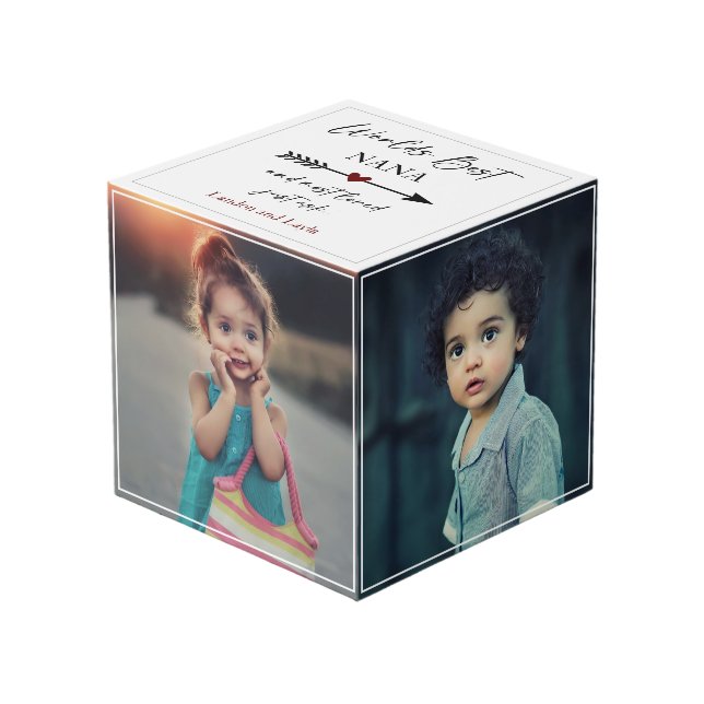 World's Best Nana and Most Loved Photo Gift Cube (Front Angled)