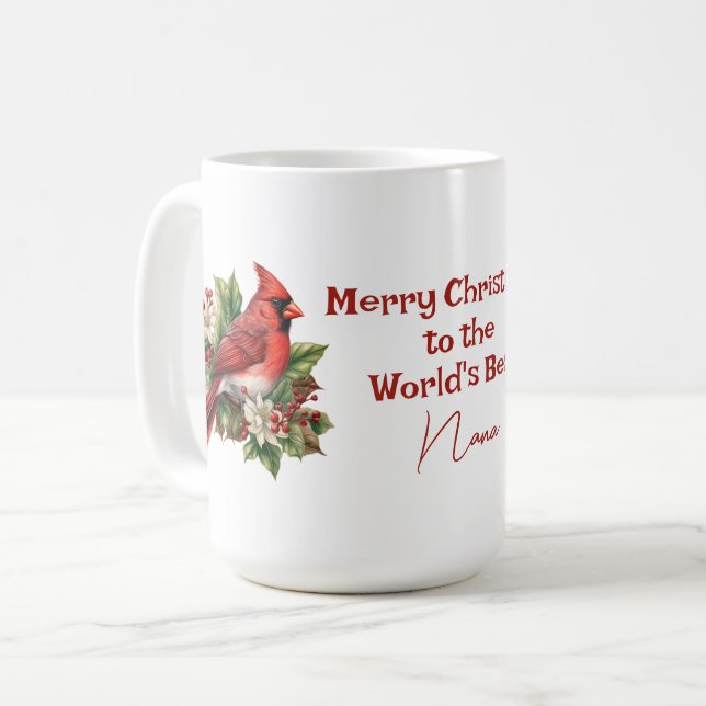 World's Best Nana Christmas Red Cardinal  Coffee Mug (Front Left)