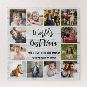 World's Best Nana Grandkids 12 Photo Collage Jigsaw Puzzle