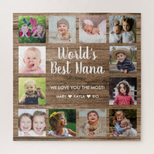 World's Best  Nana Grandkids 12 Photo Collage     Jigsaw Puzzle