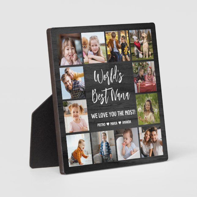 World's Best Nana Grandkids 12 Photo Collage Plaqu Plaque (Front)