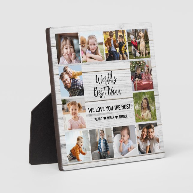 World's Best Nana Grandkids 12 Photo Collage Plaqu Plaque (Front)