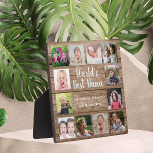 World's Best  Nana Grandkids 12 Photo Collage   Plaque