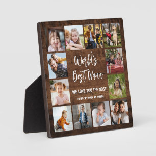 World's Best Nana Grandkids 12 Photo Collage Plaque