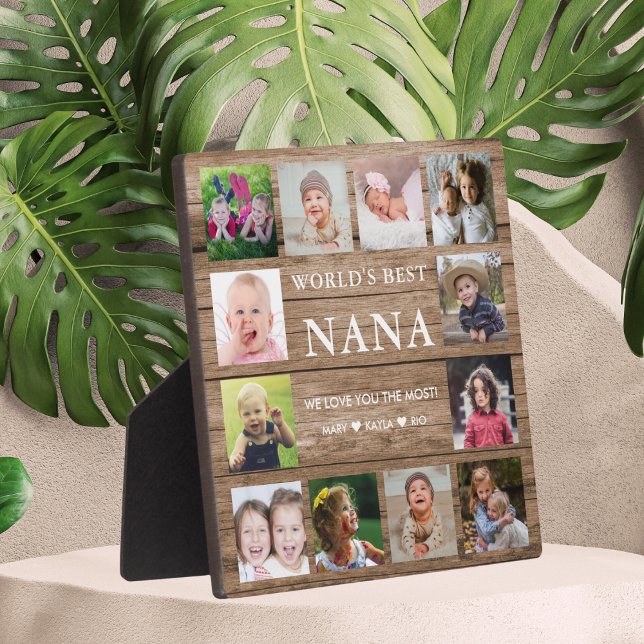 World's Best Nana Grandkids Photo Collage Wood  Plaque (Creator Uploaded)