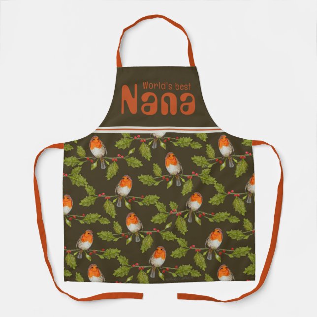 World's Best Nana Retro Custom Robin Apron (Front)