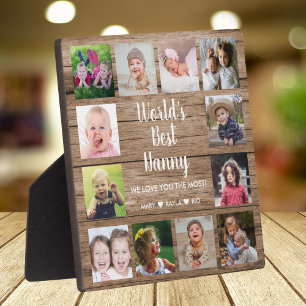 Worlds Best Nanny 12 Photo Collage Rustic Wood Plaque