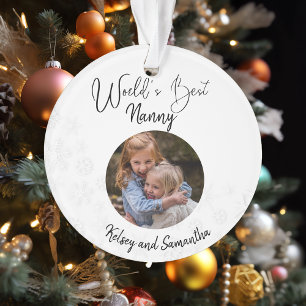 Worlds Best Nanny Grandmother Customize Photo Ornament