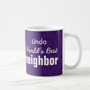World's Best NEIGHBOR Purple Custom Name v2 Coffee Mug