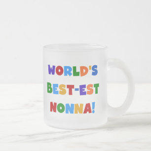 World's Best Nonna Bright Colours T-shirts and Gif Frosted Glass Coffee Mug