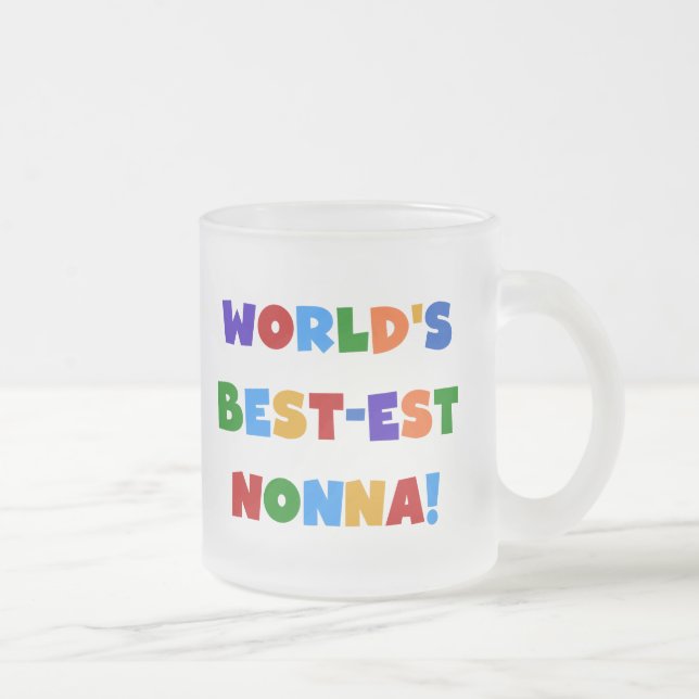 World's Best Nonna Bright Colours T-shirts and Gif Frosted Glass Coffee Mug (Right)