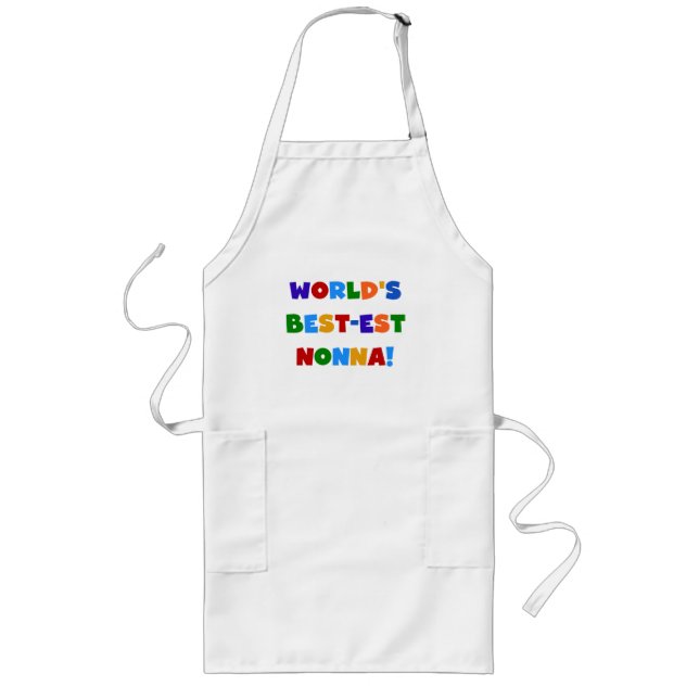 World's Best Nonna Bright Colours T-shirts and Gif Long Apron (Front)