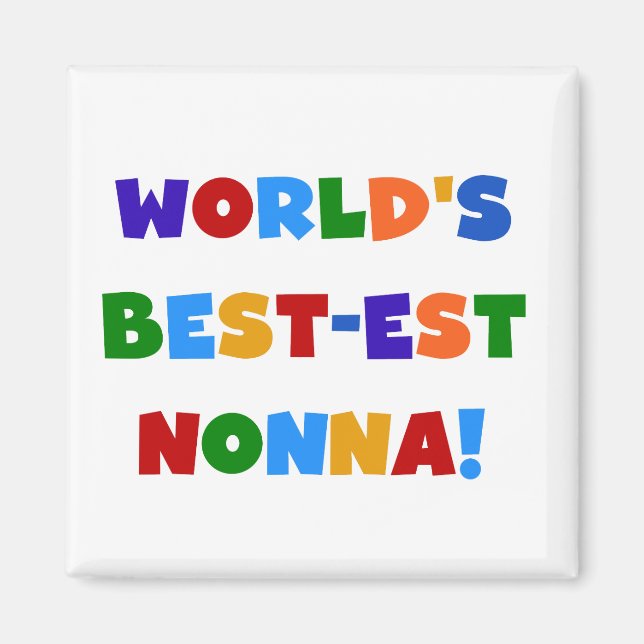 World's Best Nonna Bright Colours T-shirts and Gif Magnet (Front)