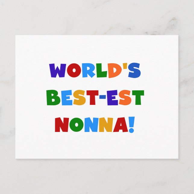 World's Best Nonna Bright Colours T-shirts and Gif Postcard (Front)