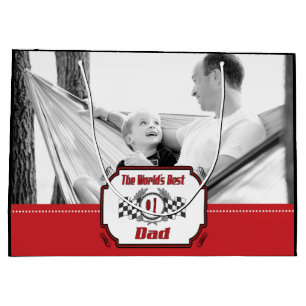 World's Best Number One Dad Chequered Flag Large Gift Bag