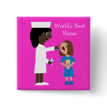 World's Best Nurse Cute Cartoon Nurse & Child