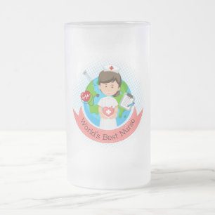 World's Best Nurse Frosted Glass Beer Mug